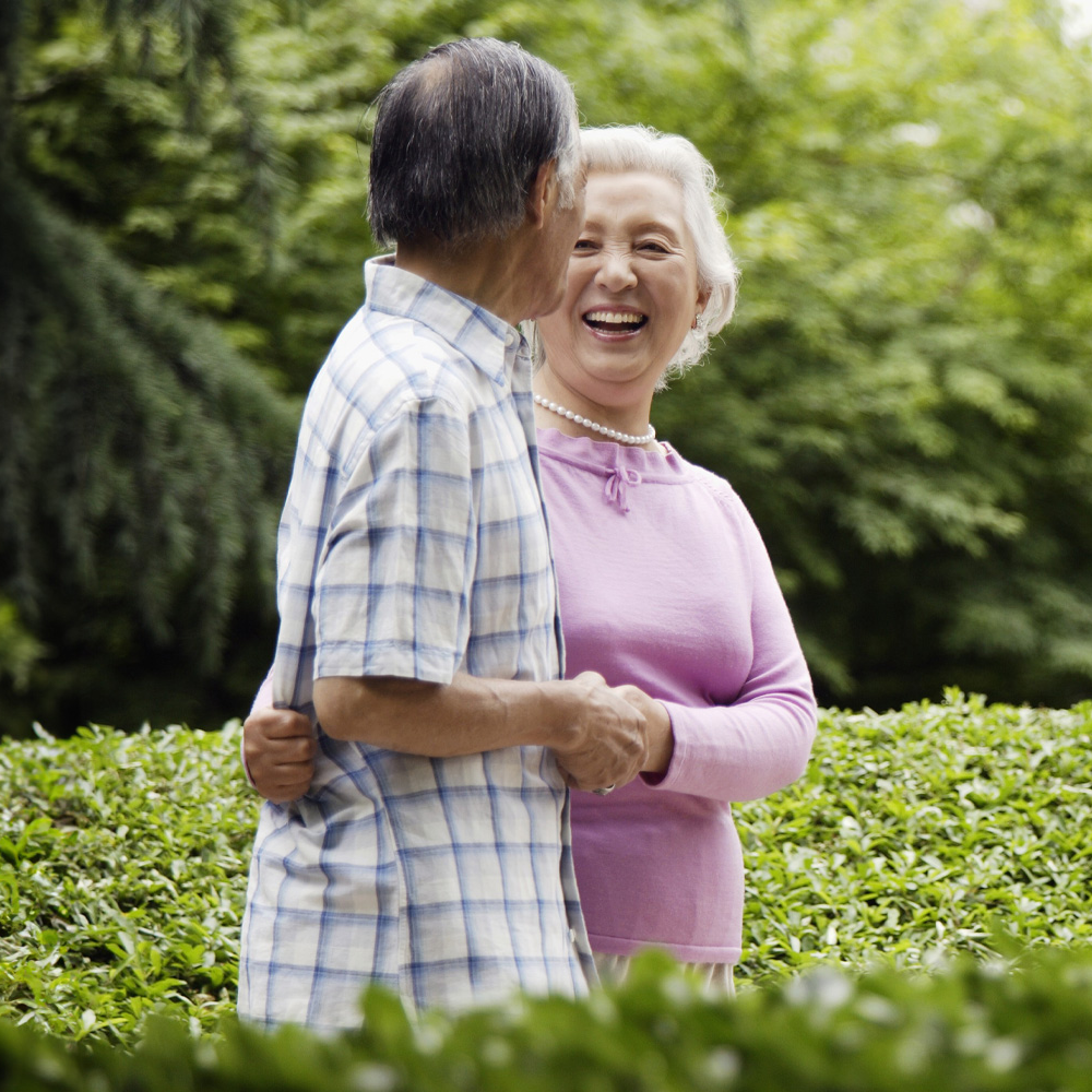 senior couple walking