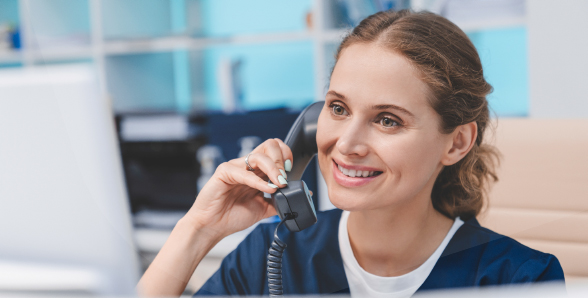 Photo of a medical professional using the phone